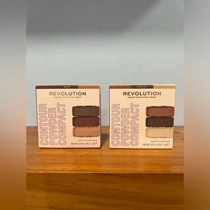 MAKEUP REVOLUTION LONDON NIB Contour Powder Compact 1 Medium, 1 Deep .24 oz Each